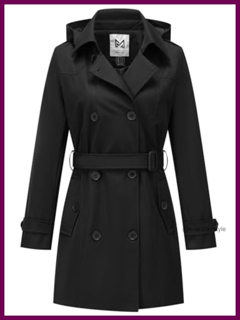 Women's Double-Breasted Belted Trench Coat Water Resistant Classic